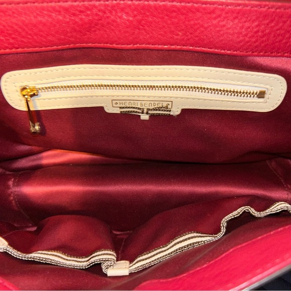 Henri Bendel New York red pebble leather shoulder bag chain purse - Picture 5 of 7